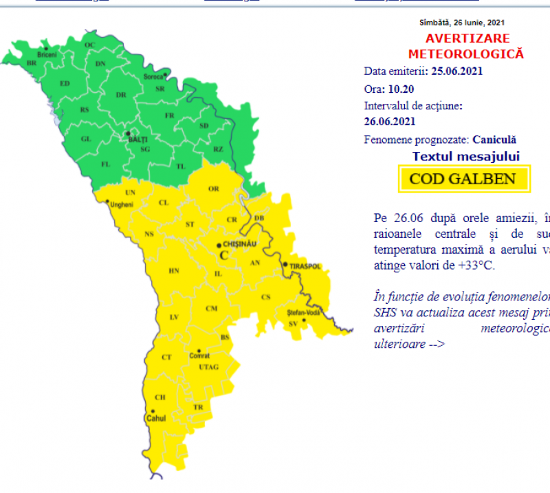 Cod Galben de caniculă! Temperaturile vor atinge recordurile absolute ale perioadei